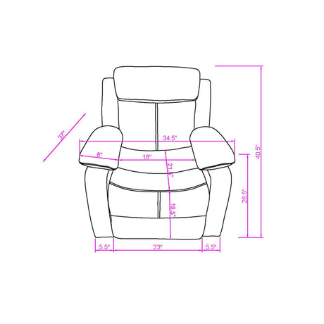 Glider Recliner With LED Light, Pillow Top Arms, White