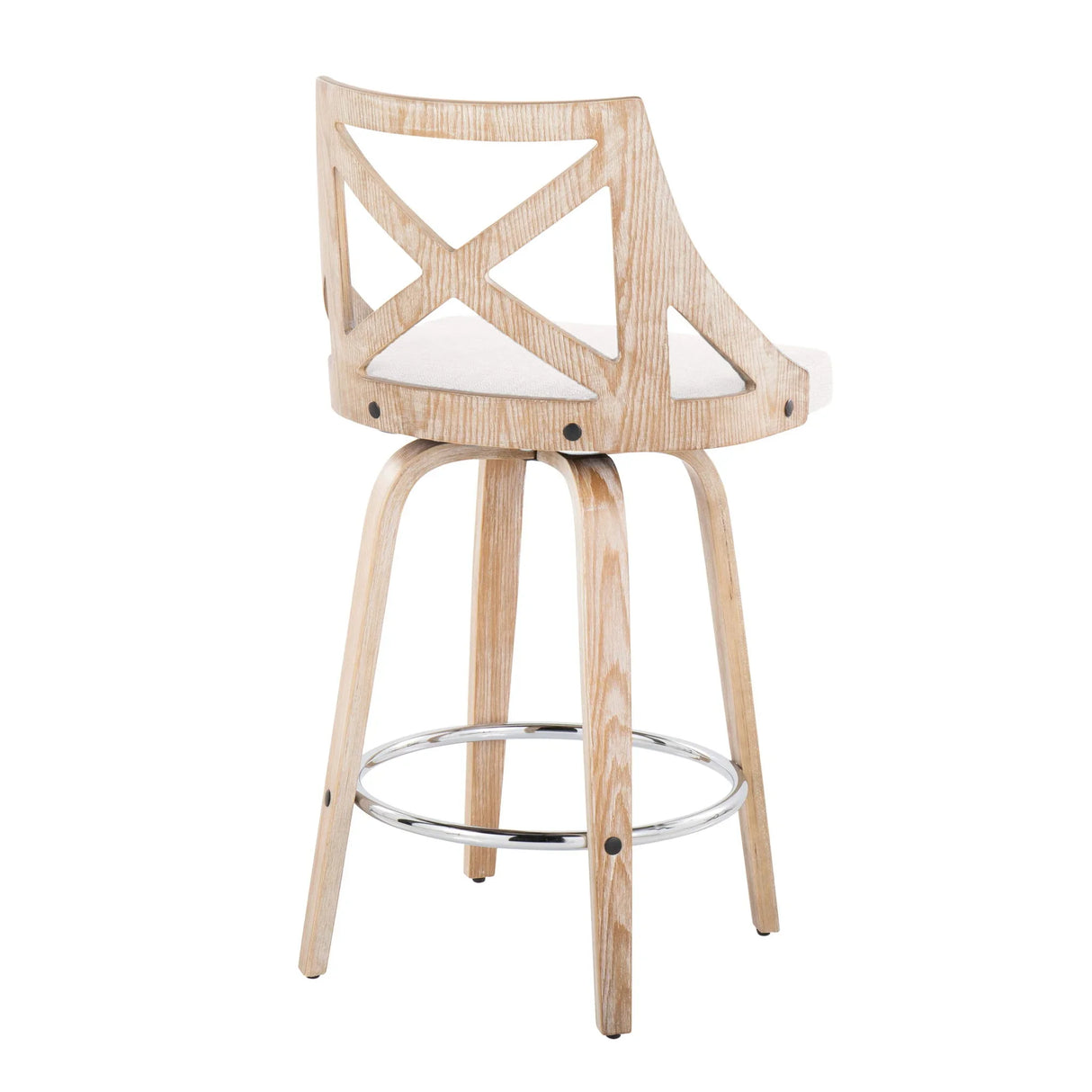Charlotte - Farmhouse Fixed Height Counter Stool With Swivel And Round Footrest (Set of 2) - Furniture Home Direct