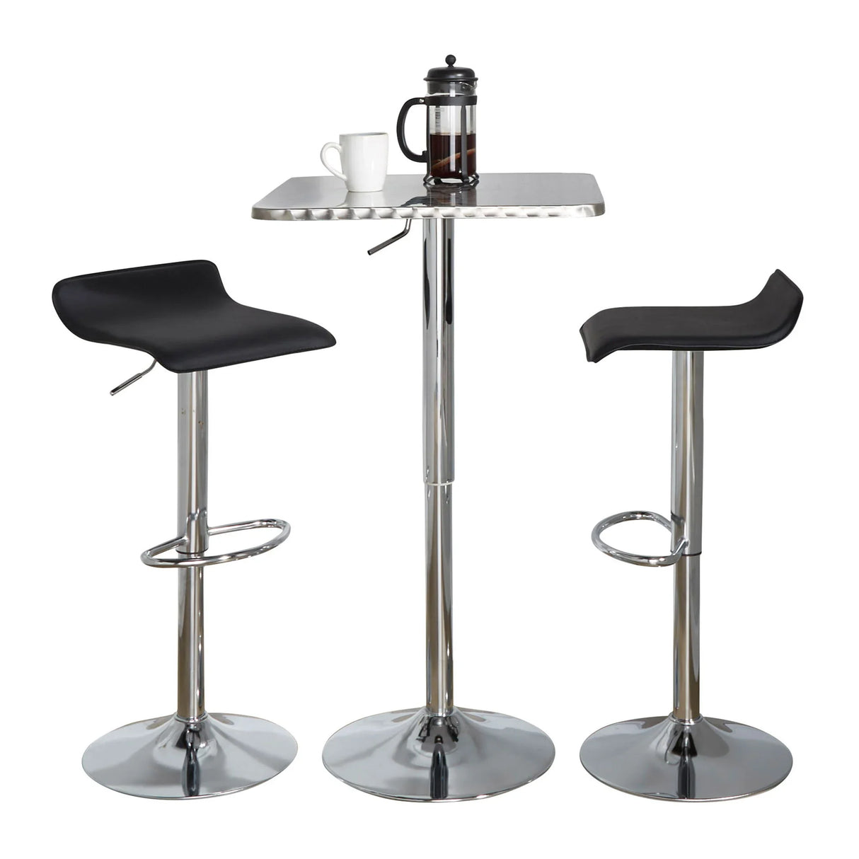 Ale - 3 Piece Bar Set Bistro Square Contemporary Adjustable Oval Footrest - Furniture Home Direct