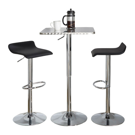 Ale - 3 Piece Bar Set Bistro Square Contemporary Adjustable Oval Footrest - Furniture Home Direct