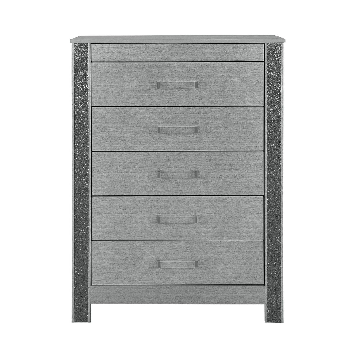 Lorenzo - Chest With Hidden Jewelry Compartment And Bar Handle - Silver - Furniture Home Direct