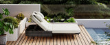 Outdoor Wicker Double Chaise (Black Frame+Beige Cushion) - Furniture Home Direct