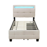 Upholstered Platform Bed With LED Frame, With Trundle And 2 Drawers - Furniture Home Direct