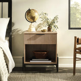 Modern Fluted Drawer Nightstand With Open Cubby Coastal - Furniture Home Direct