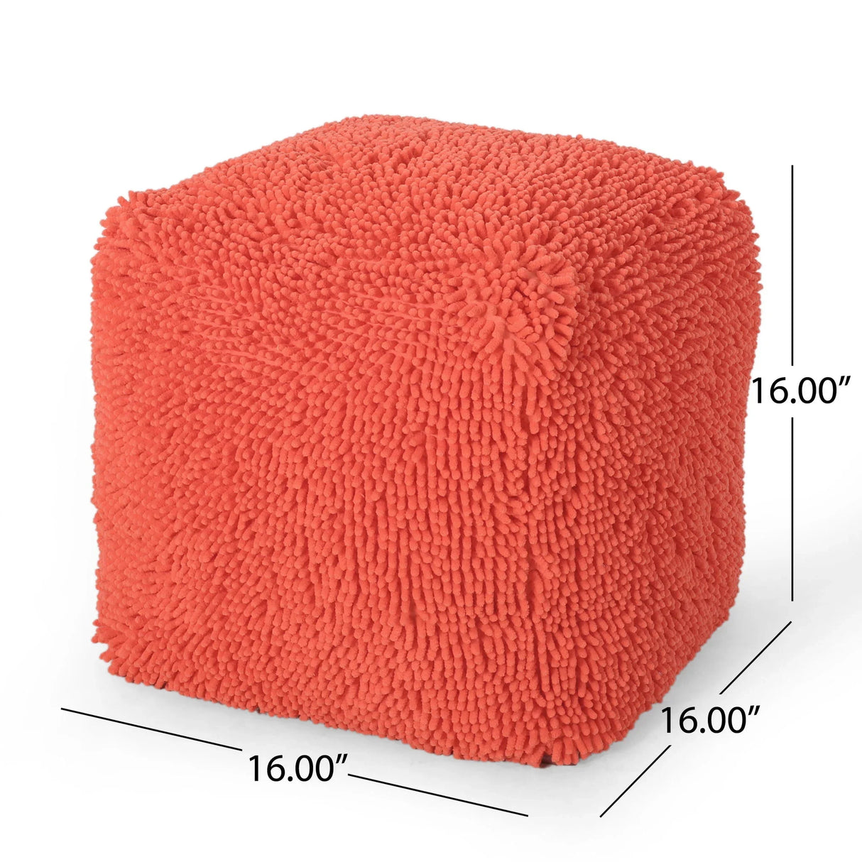 Sunny - Square Pouf, Versatile Ottoman Or Floor Cushion - Coral - Furniture Home Direct