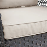 3 Pieces Conversation Set, Outdoor Wicker Rocker Swivel Patio Bistro Set, Rocking Chair With Glass Top Side Table - Furniture Home Direct