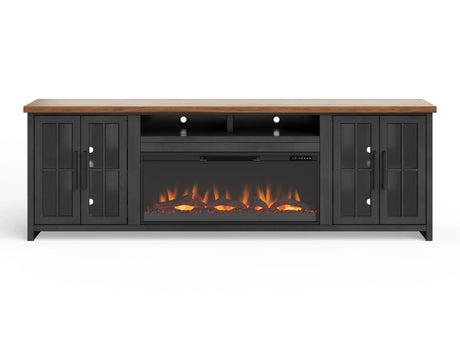 Essex - Fireplace TV Stand Console For TVs Up To 100" - Black, Whiskey - Furniture Home Direct