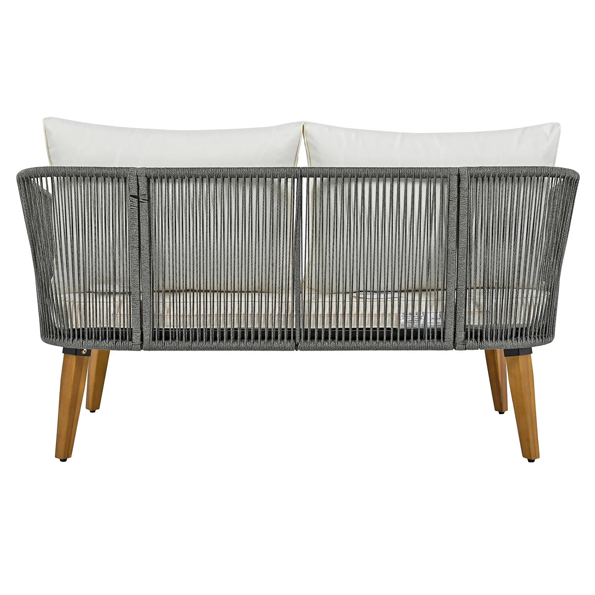4-Piece Patio Conversation Set with Loveseat, 2 Chairs, Coffee Table + Cushions - Gray - Furniture Home Direct