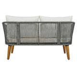 4-Piece Patio Conversation Set with Loveseat, 2 Chairs, Coffee Table + Cushions - Gray - Furniture Home Direct