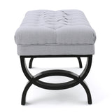 Bench Tufted Cushion with Arched Black Legs Light Grey - Furniture Home Direct