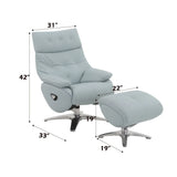 Janella - Top Grain Leather Accent Chair With Swivel & Ottoman - Baby Blue - Furniture Home Direct