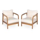 Outdoor Lounge Chair With Woven Backrest, Solid Wood Frame, Comfortable Cushions