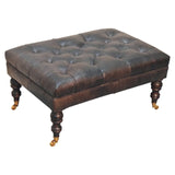 Buffalo - Leather Ottoman With Castor Legs - Furniture Home Direct