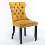Nikki - Modern, High-End Tufted Solid Wood Contemporary Velvet Upholstered Dining Chair With Wood Legs Nailhead Trim (Set of 2) - Furniture Home Direct