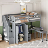 Loft Bed With Stairs, Bookshelf, Drawers, Desk & Wardrobe, Space Saving Multifunctional Furniture - Furniture Home Direct