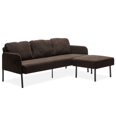 Modern L Shaped 3 Seater Sofa With Ottoman, Upholstered Couch For Small Spaces - Furniture Home Direct