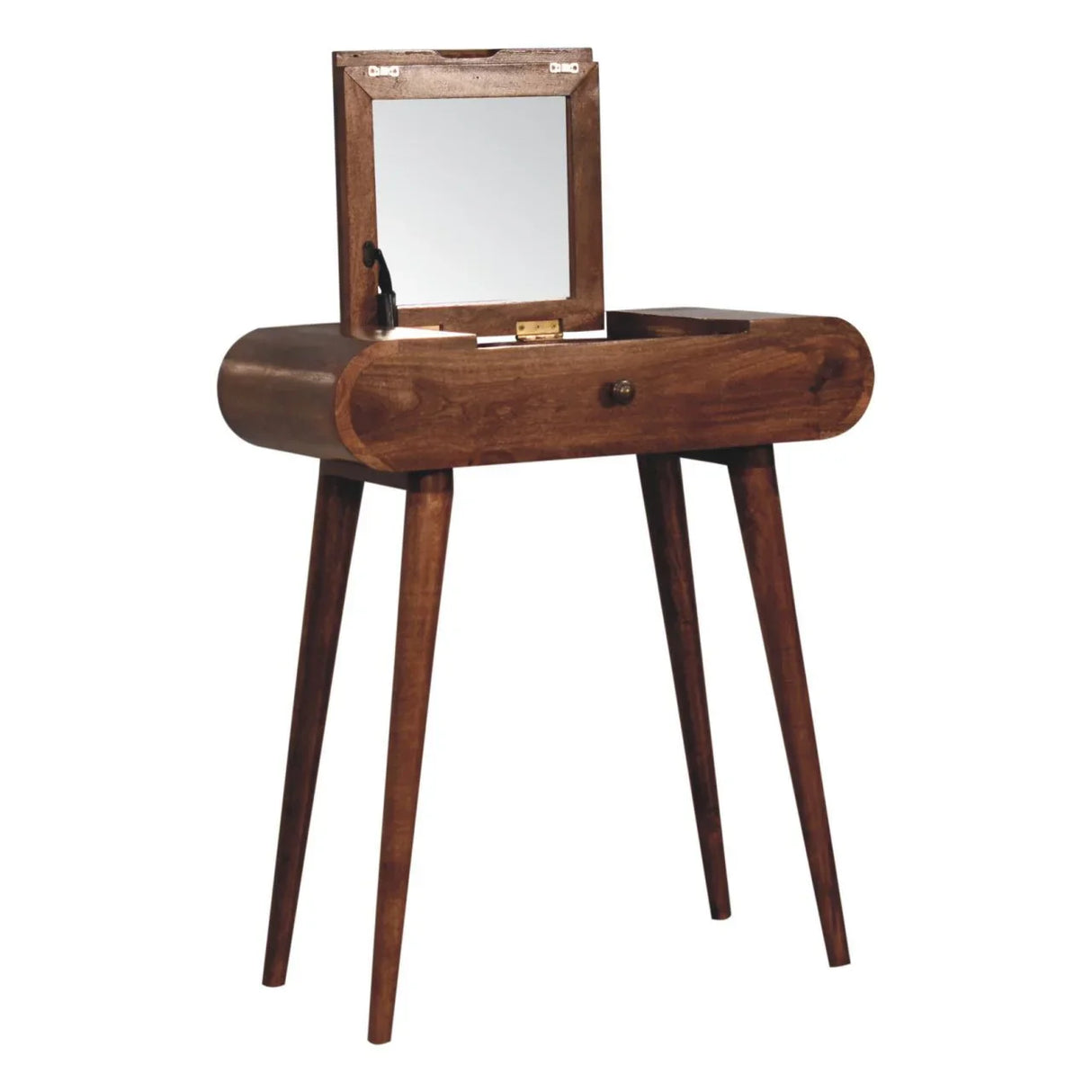 Mini Dressing Table With Foldable Mirror - Caramel - Furniture Home Direct