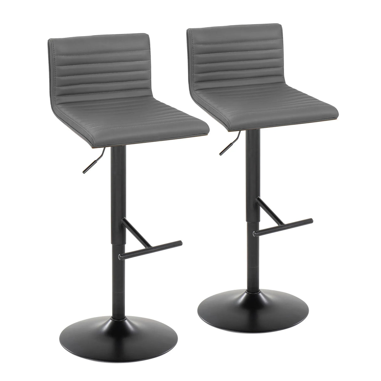 Mason - Contemporary Adjustable Barstool With Swivel With Straight T Footrest (Set of 2) - Furniture Home Direct