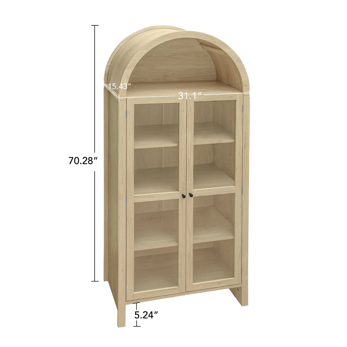 Tall Arched Kitchen Pantry, Modern Farmhouse Wood Kitchen Storage Cabinets, Arched Storage Display Cabinet With Adjustable Shelves, Versatile Cupboard For Kitchen, Dining Room - Natural - Furniture Home Direct