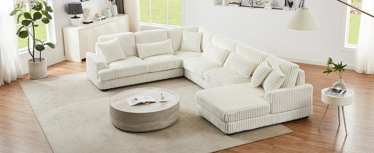 Sectional Sofa U Shaped Oversized With Chaise Beige - Furniture Home Direct