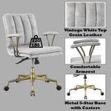 Damir - Vintage Top Grain Leather Office Chair - Antique White / Vintage - Furniture Home Direct