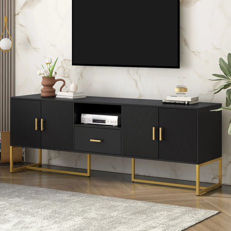 TV Cabinet With 1 Drawer, 2 Cabinets, Handles And Anti-Tip Device - Furniture Home Direct