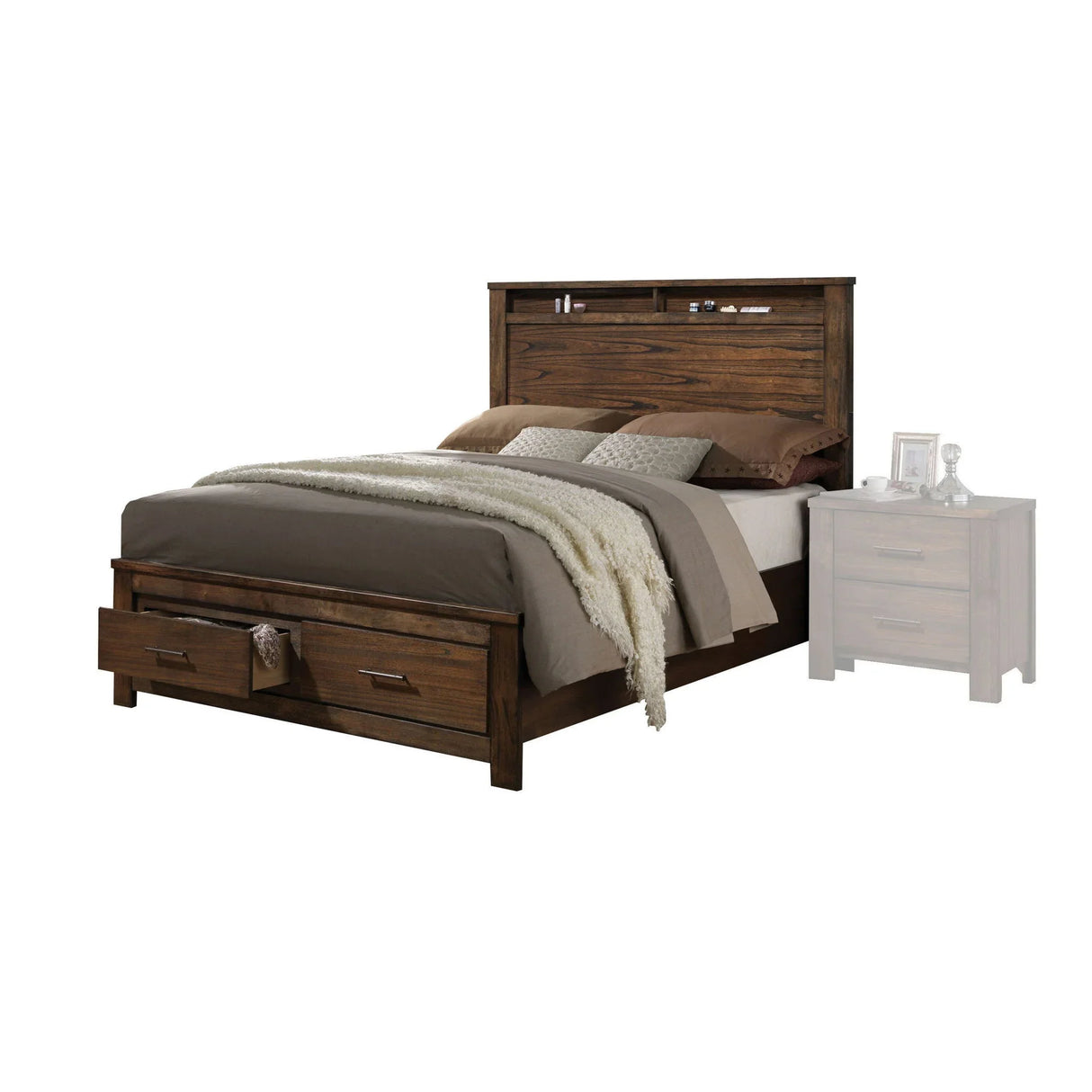 Merrilee - Eastern King Bed With Storage - Oak - Furniture Home Direct