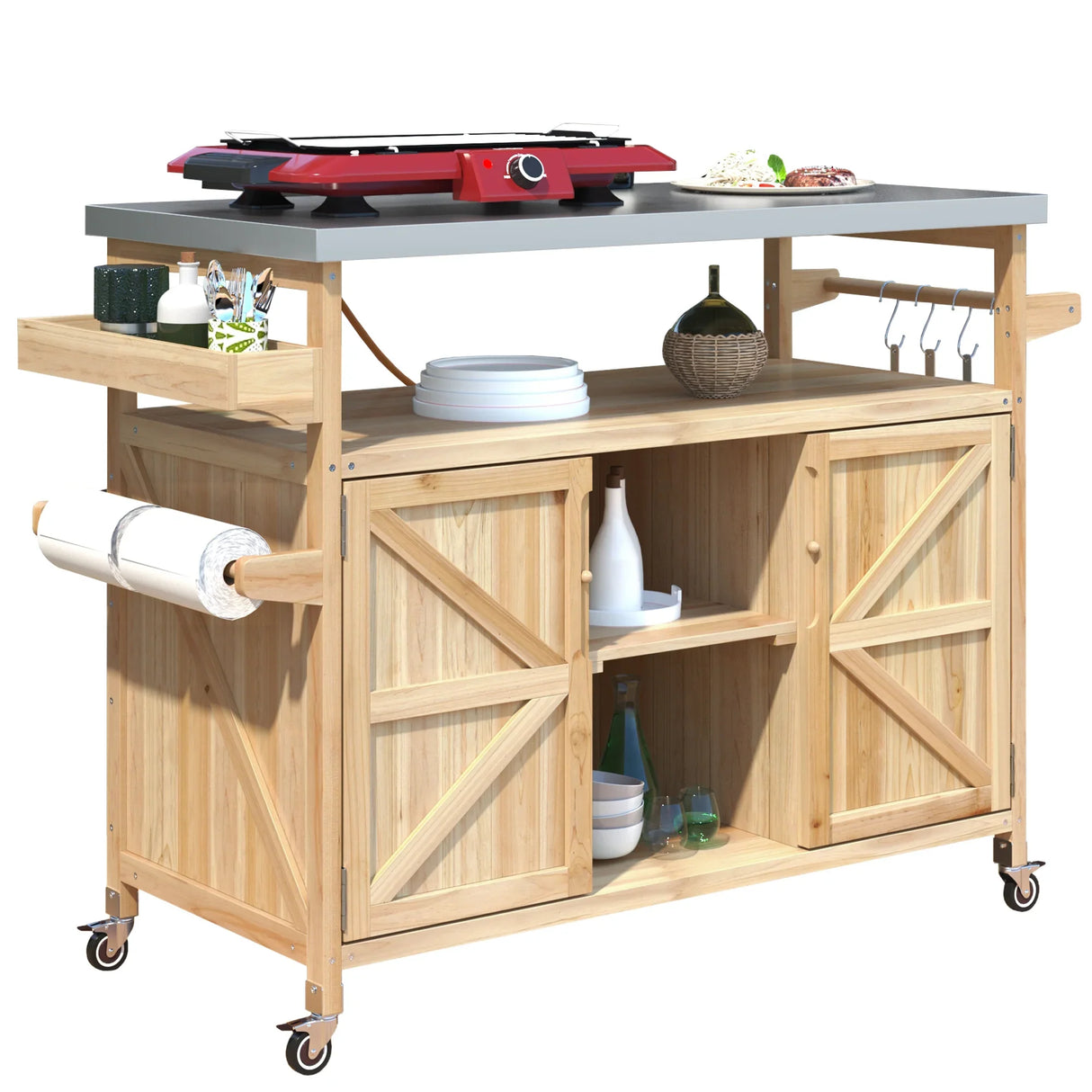K&K Outdoor Kitchen Island & Storage Cabinet - Furniture Home Direct