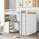Loft Bed With Drawers, Desk, And Wardrobe - Furniture Home Direct
