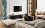 TV Stand Modern Marble Look With Wood Accent Black - Furniture Home Direct
