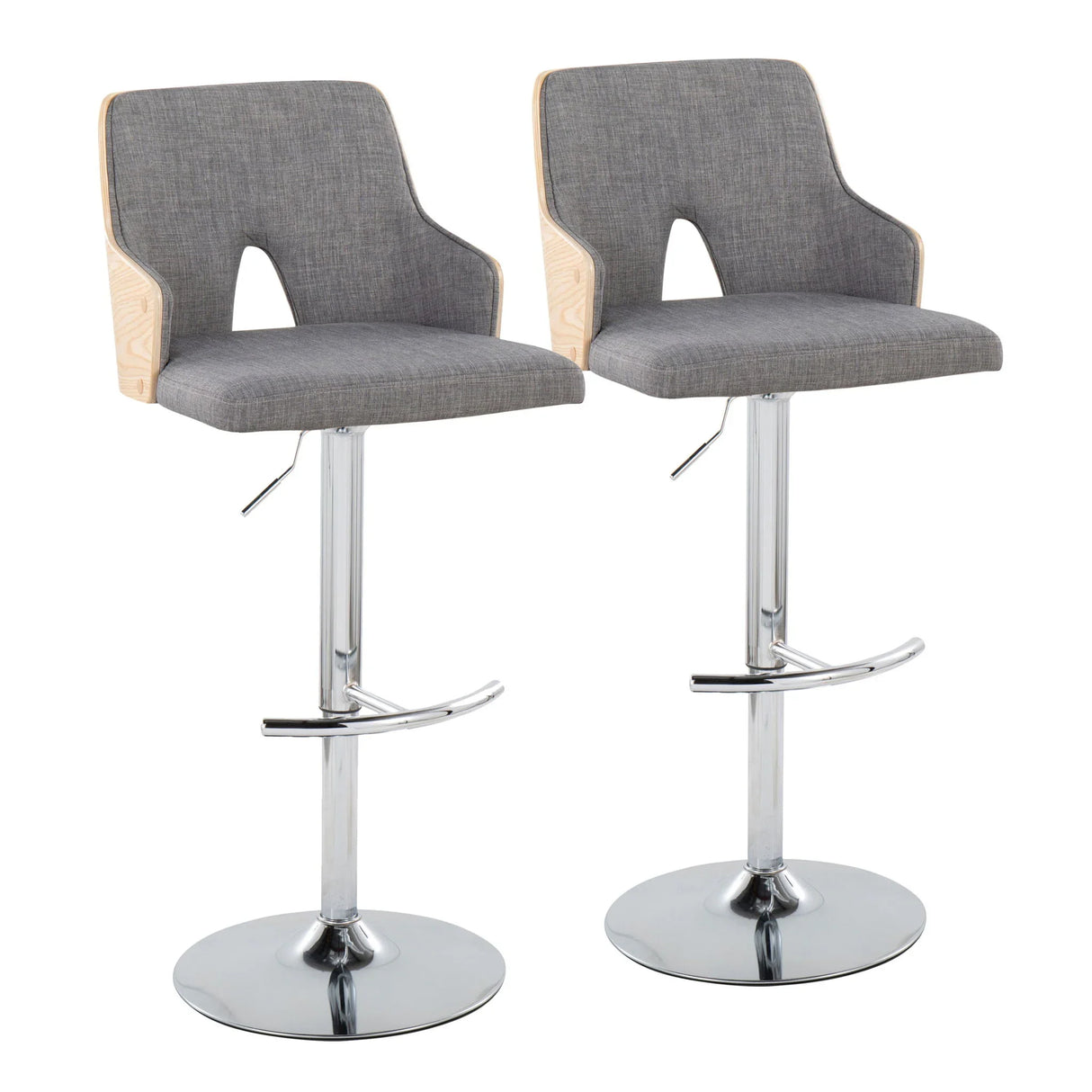 Stella - Contemporary Adjustable Barstool Stool With Swivel & Rounded T Footrest (Set of 2) - Furniture Home Direct