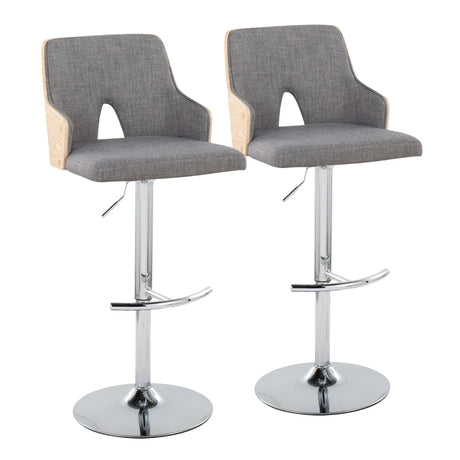 Stella - Contemporary Adjustable Barstool Stool With Swivel & Rounded T Footrest (Set of 2) - Furniture Home Direct