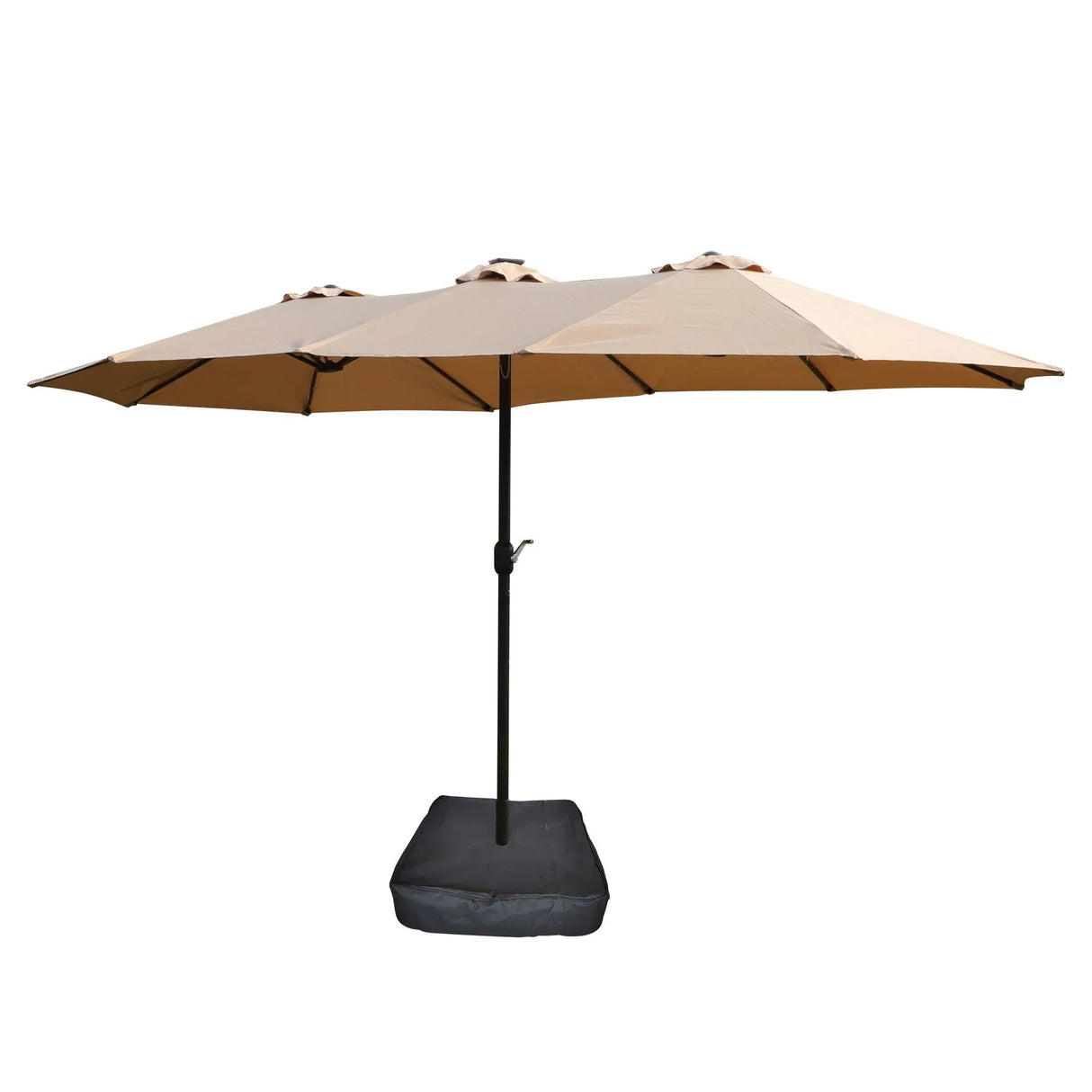 Double- Sided Outdoor Market Umbrella With Lights And Base - Furniture Home Direct