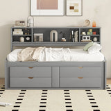 Daybed With 2 Bedside Cabinets, Upper Shelves And 4 Drawers - Furniture Home Direct