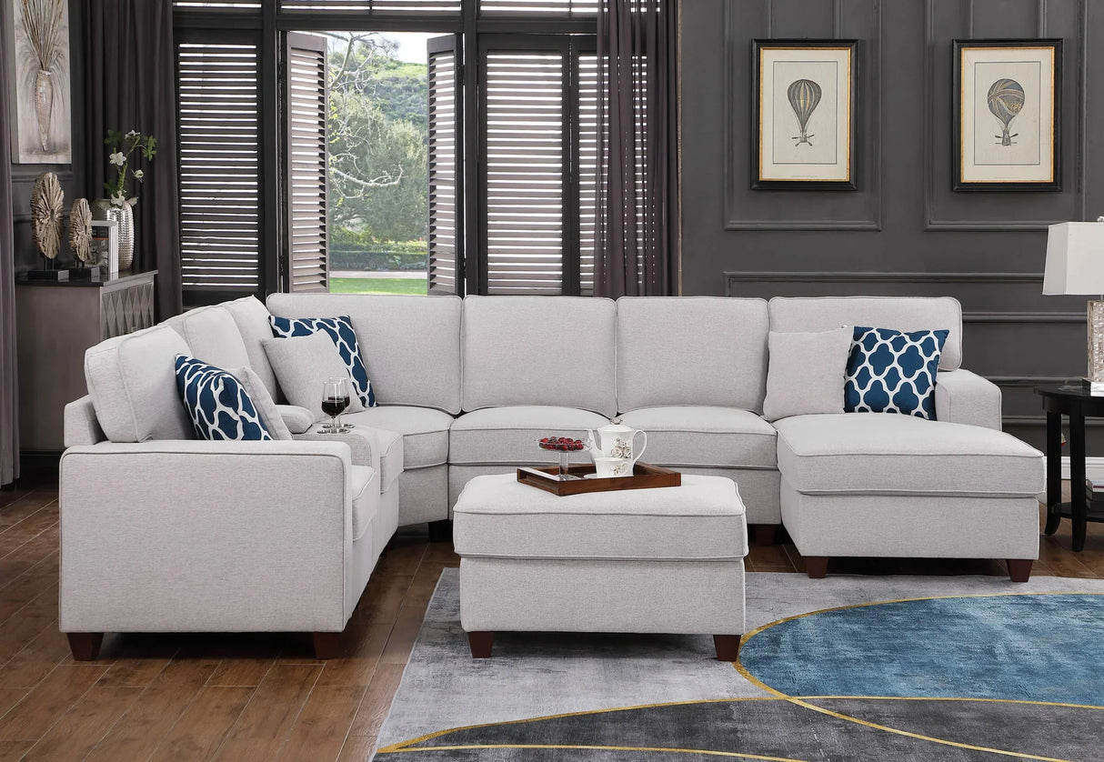 Tina - 8 Piece Upholstered Sectional With Ottoman - Furniture Home Direct