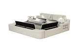 Queen Bed Upholstered Platform with Built in Lighting Beige - Furniture Home Direct