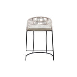 Coastal Woven Counter Stool With Upholstered Seat - Furniture Home Direct