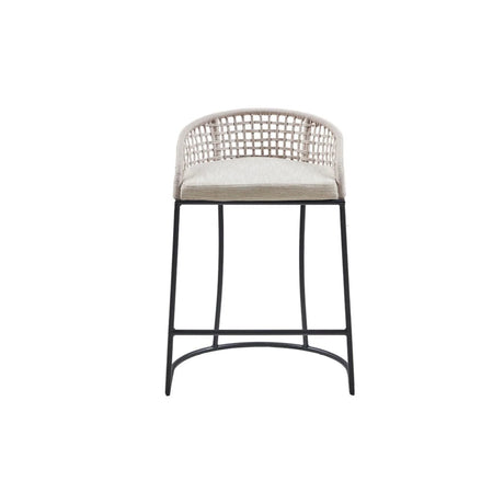 Coastal Woven Counter Stool With Upholstered Seat - Furniture Home Direct