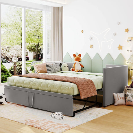 Twin Size Upholstered Daybed With Pop Up Trundle - Furniture Home Direct
