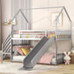 Twin Over Twin Metal Bunk Bed House Bed With Slide And Staircase - Furniture Home Direct