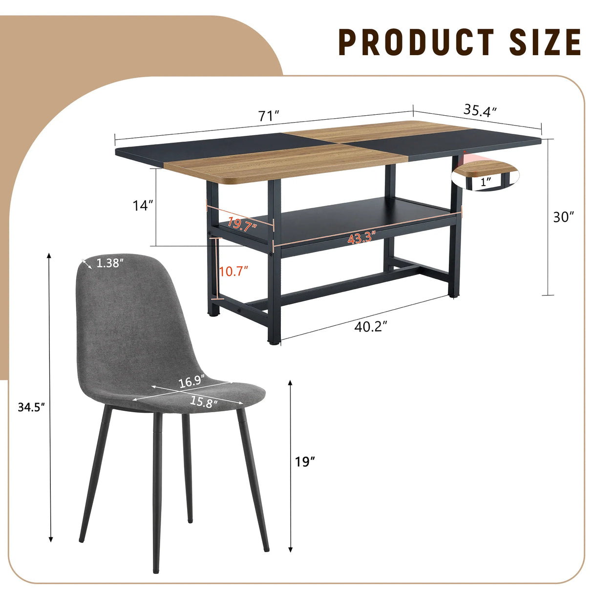 Dining Set With 8 Upholstered Chairs And Wood Table Gray - Furniture Home Direct