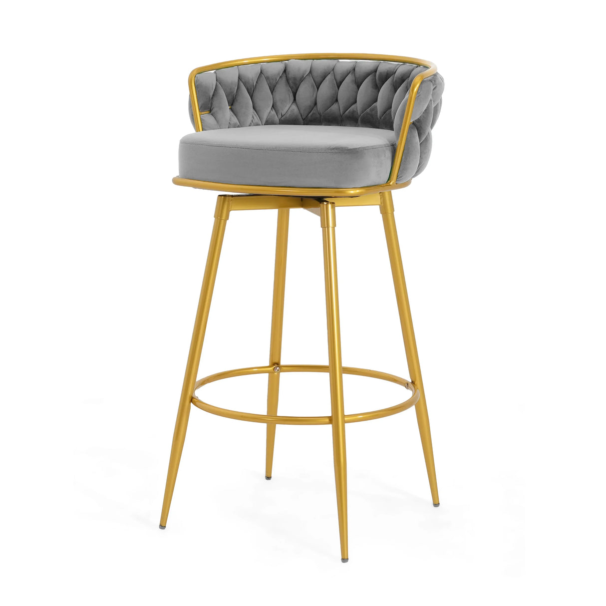 Bar Stools Set Of 2 Swivel Counter Height Gold Frame Grey - Furniture Home Direct