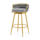 Bar Stools Set Of 2 Swivel Counter Height Gold Frame Grey - Furniture Home Direct