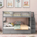 Stairway Bunk Bed With Storage And Guard Rail For Bedroom - Furniture Home Direct