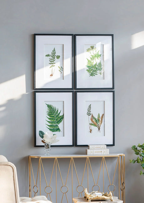 Botanical And Fern Wall Art, Wall Decor For Living Room Dining Room Entryway (Set of 4) - White / Black - Furniture Home Direct