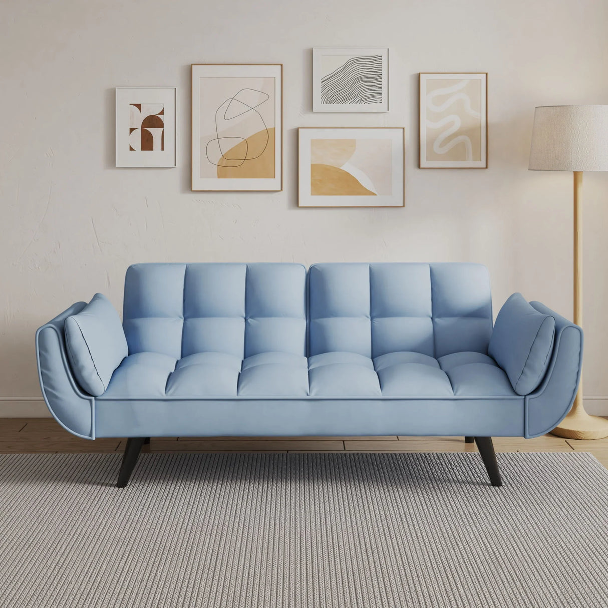 Sofa Soft Two Armrests Throw Pillow Pillow Comfortable Fit Apartment Bedroom Small Space - Furniture Home Direct