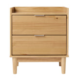 Mid Century Modern 2 Drawer Nightstand - Natural Pine - Furniture Home Direct