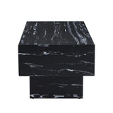 Coffee Table Modern Marble Texture With Block Base Black - Furniture Home Direct