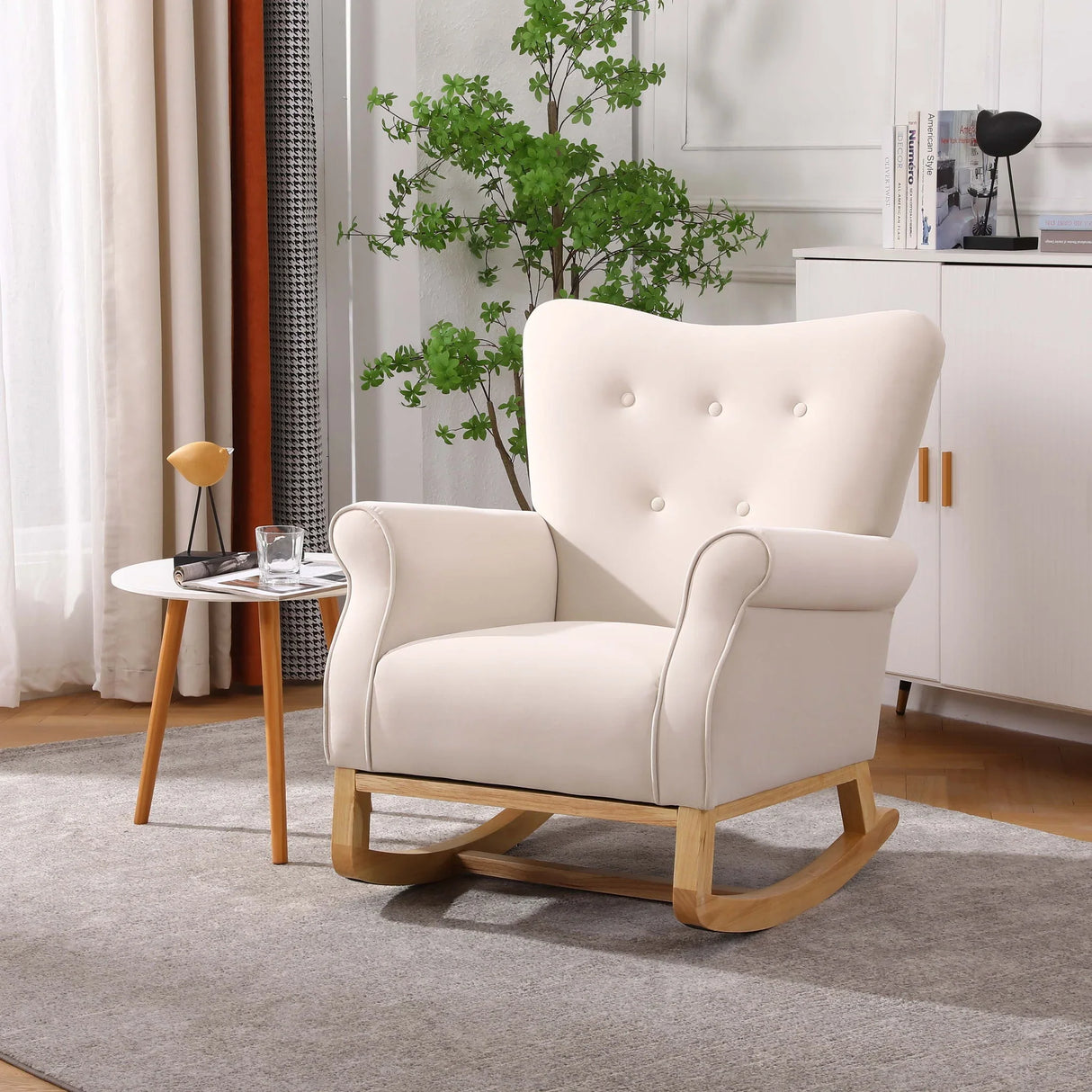 Modern Rocking Chair, Upholstered Accent Chair For Nursery, Small Contemporary Rocke - Furniture Home Direct