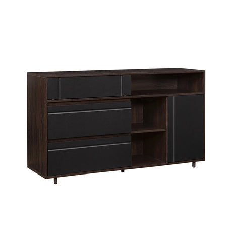 Contemporary Detailed Door Sideboard With Open Storage - Furniture Home Direct
